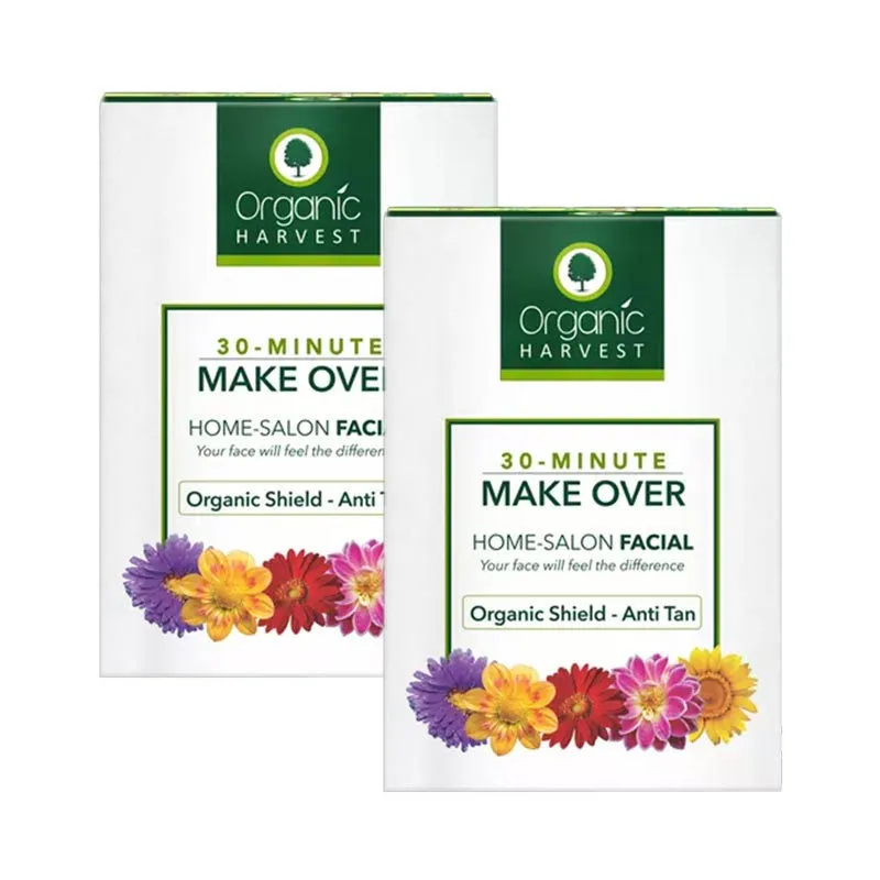 Organic Harvest 30-Minute Make Over Organic Shield -A Anti Tan Facial Kit - Pack of 2