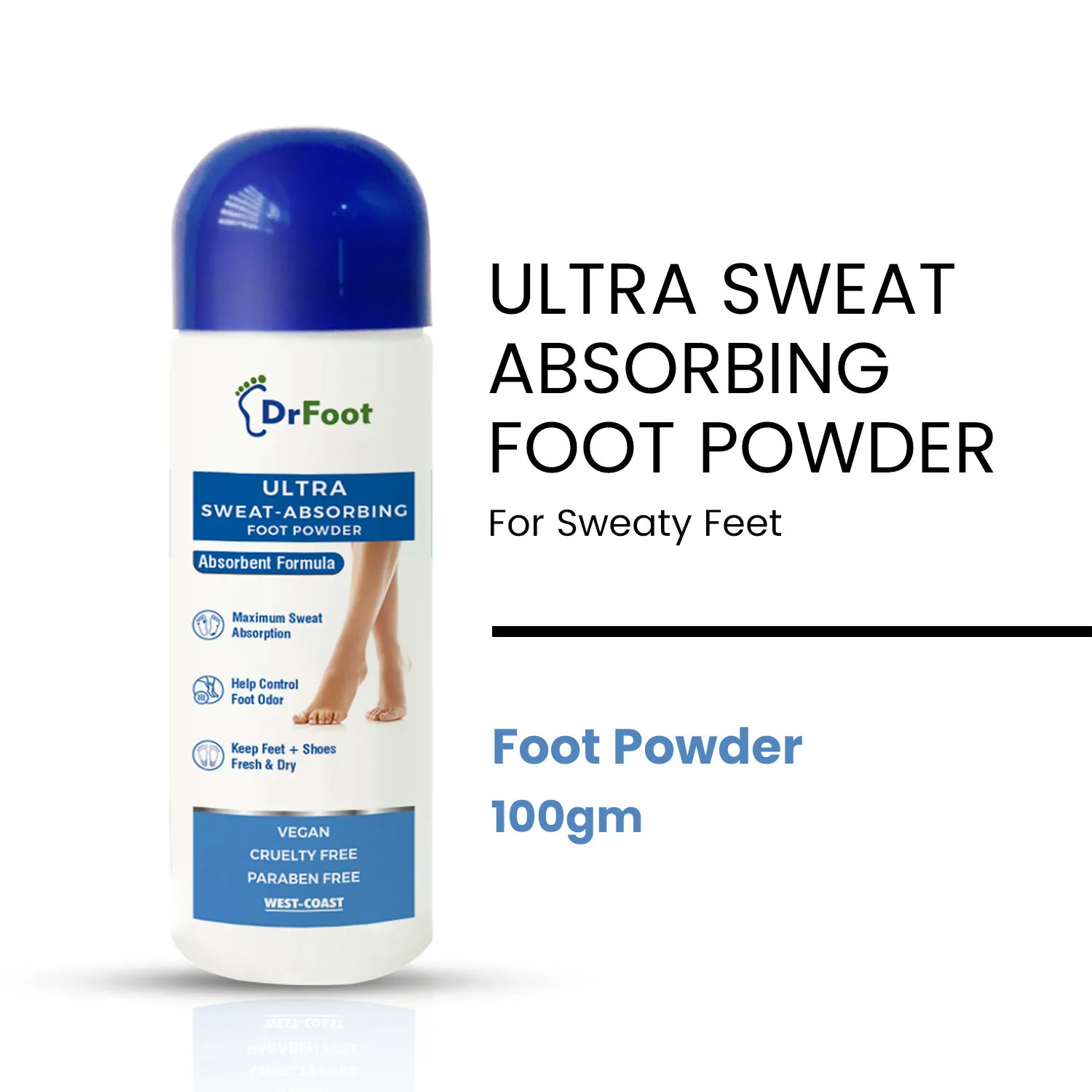 Dr.Foot Ultra Sweat Absorbing Foot Powder With Zinc Oxide