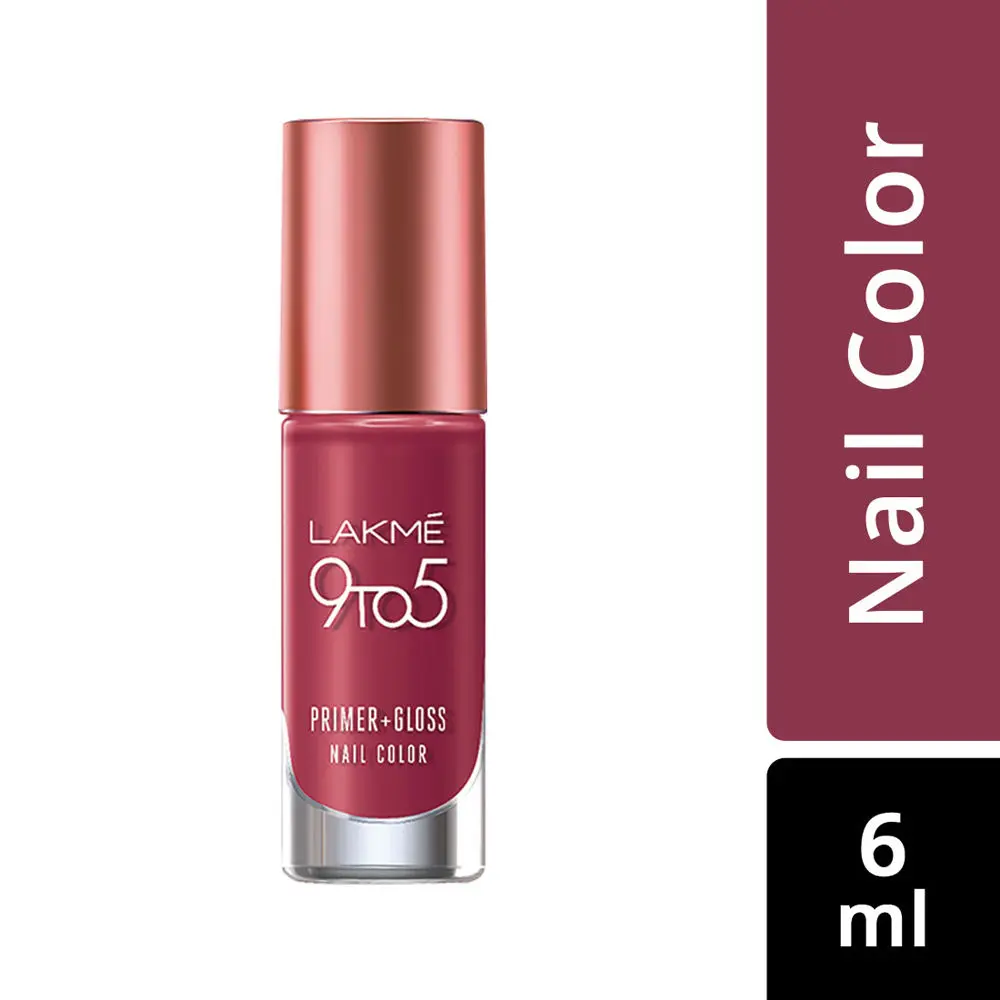 Lakme 9 To 5 Primer + Gloss Nail Color - Berry Business (6 ml)