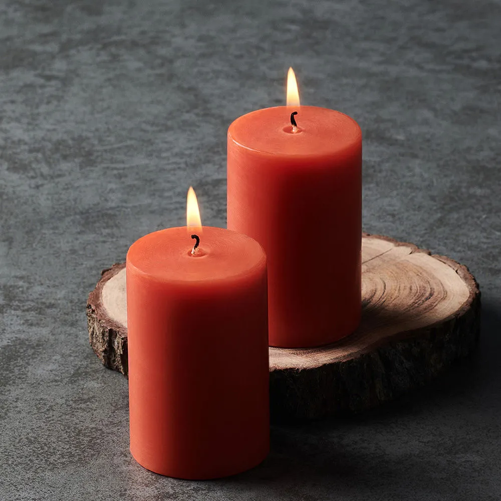 Pure Home + Living Orange Set Of 2 Solid Pillar Candle