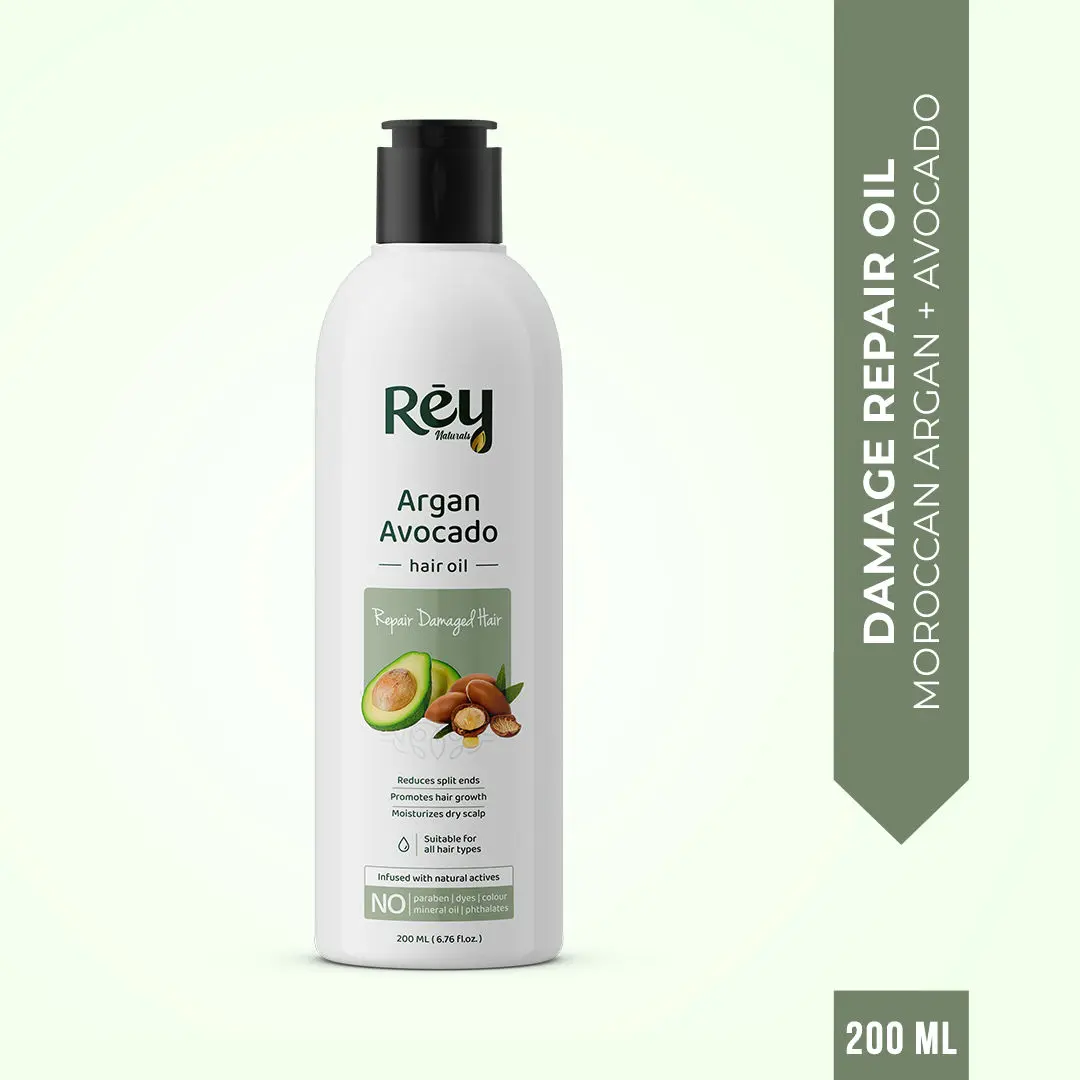 Rey Naturals Avocado Hair Oil to Repair Damaged Hair|Natural Actives| Paraben and Sulphate Free| For Hair Growth and Reduced Split Ends| Suitable for Men and Women |200 ML