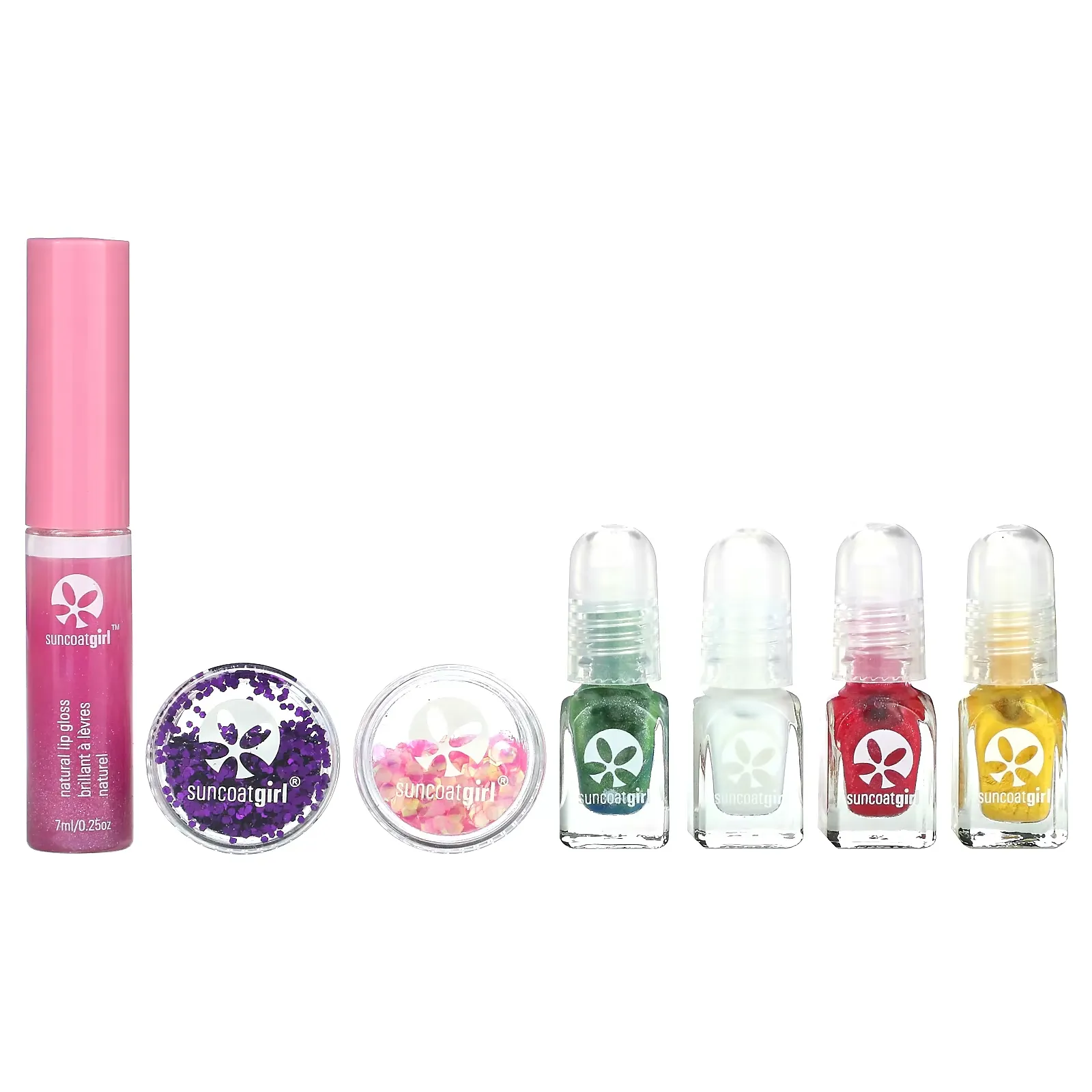 Lip Gloss, Nail Sparkle Kit, 7 Piece Set