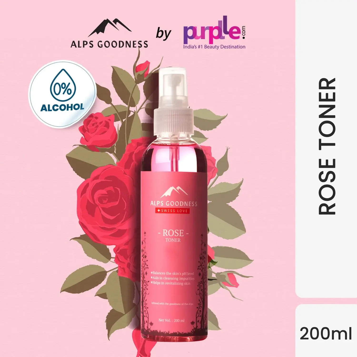 Alps Goodness Toner - Rose (200 ml)| Toner for Sensitive Skin| Pore Tightening Toner