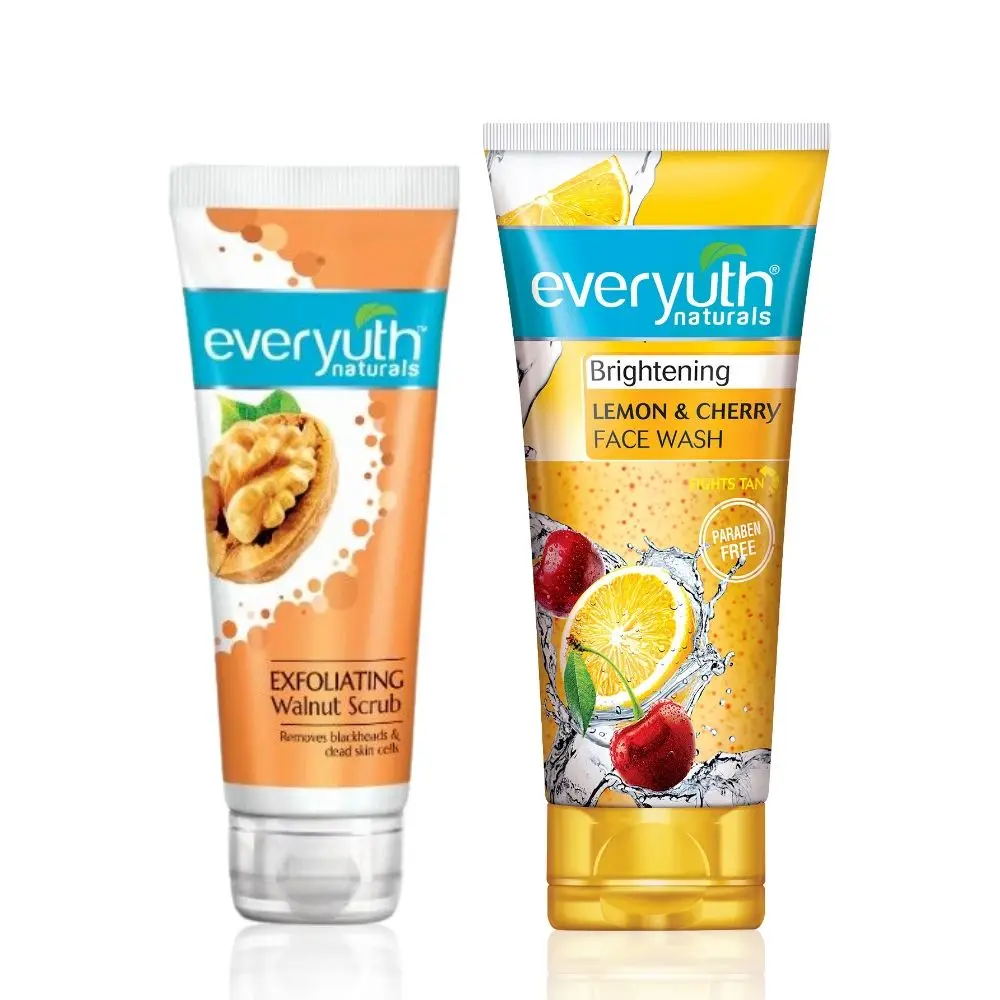 Everyuth Naturals Lemon & Cherry Face Wash 150 gm + Walnut Scrub 100 gm