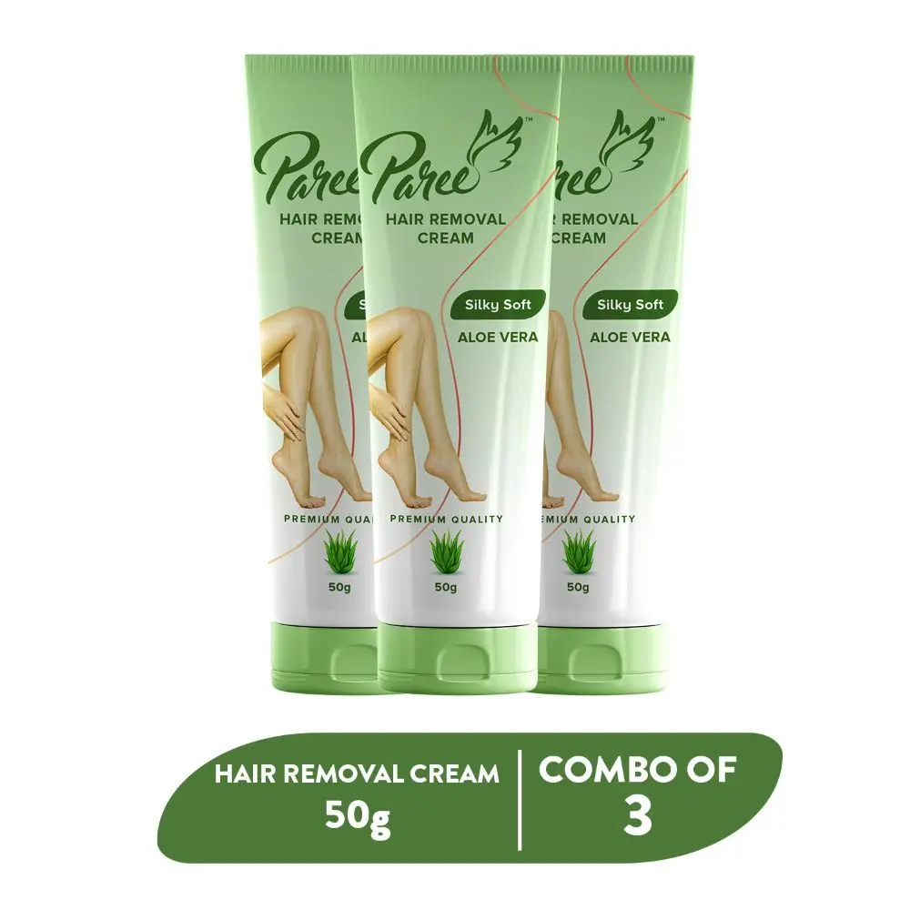 Paree Hair Removal Cream for Women - 150g (Pack of 3) | Silky Soft Smoothing Skin with Aloe Vera Extract | Enriched with Shea Butter | Suitable for Legs, Arms & Underarms | Non Toxic - Skin Friendly