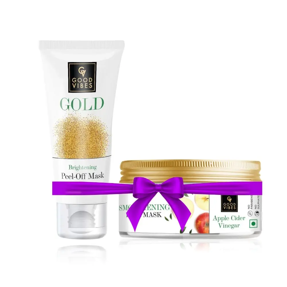 Good Vibes Gold Brightening Peel Off Mask (50 g) + Good Vibes Apple Cider Vinegar Smoothening Hair Mask (200g) special combo