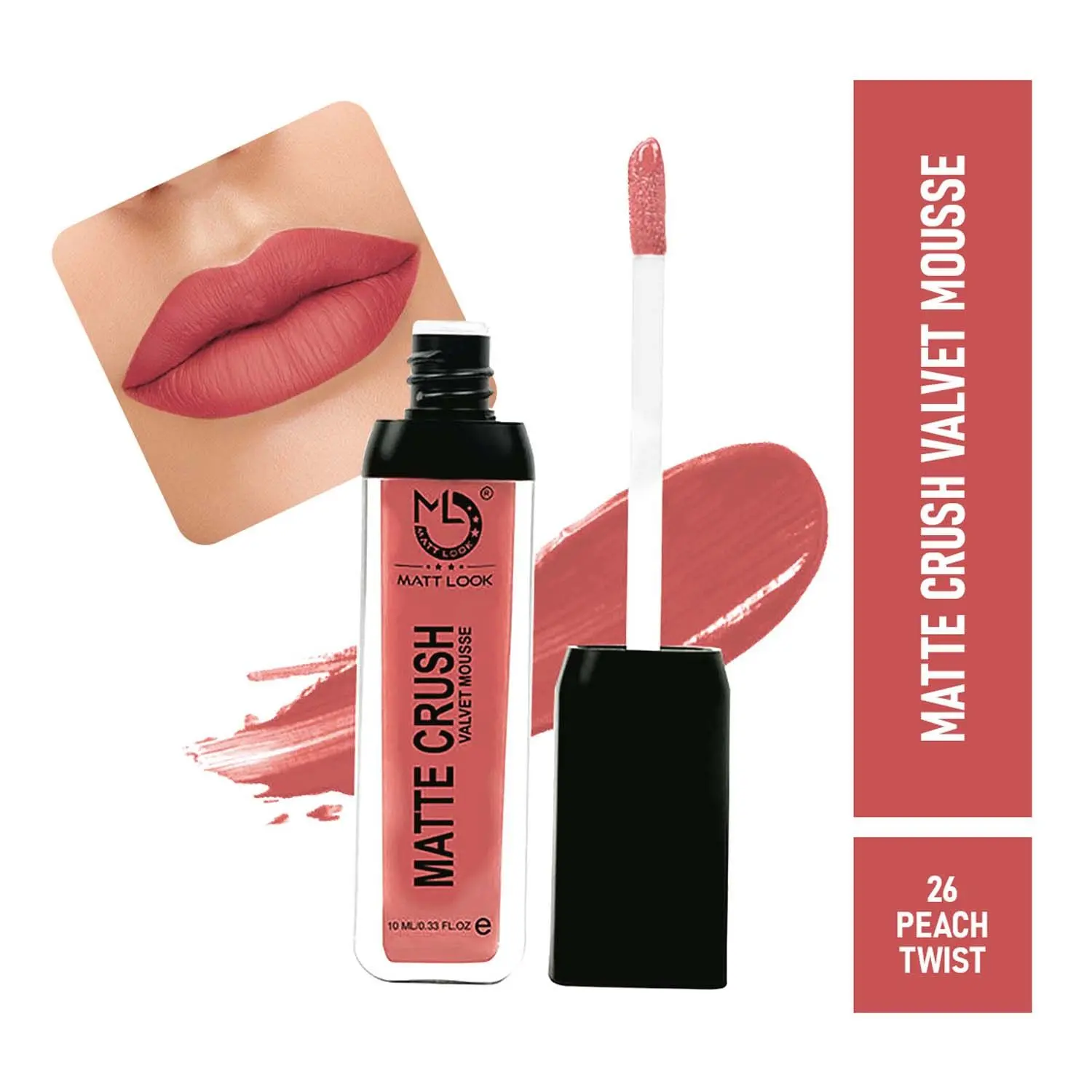 Matt look Matte Crush Velvet Mousse Lipstick, Peach Twist (10ml)