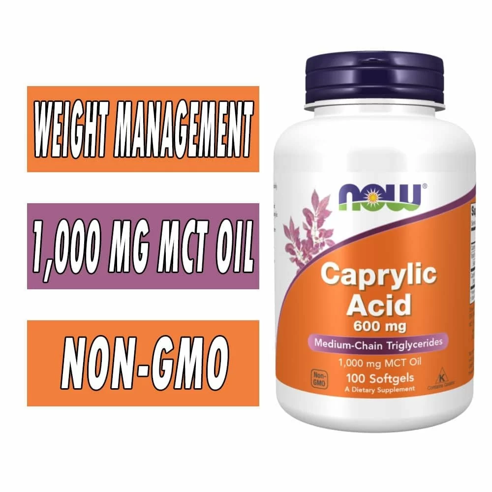 NOW Caprylic Acid - 600 mg - 100 Softgels