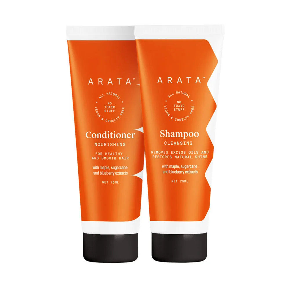 Arata Natural Mini Happy Hair Duo with Cleansing Shampoo & Conditioner