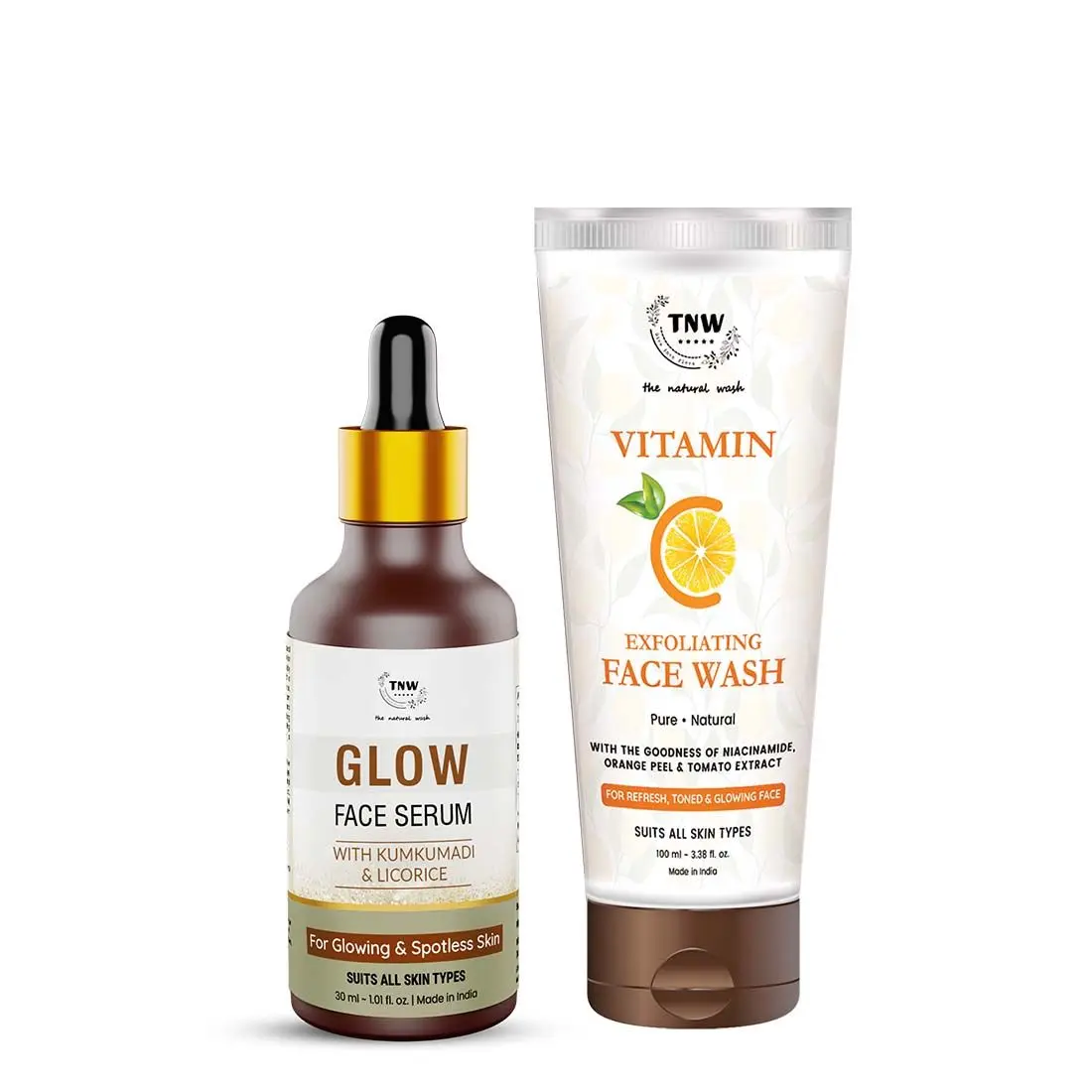 Combo of 2- Vitamin C Exfoliating Face Wash 100ml & Glow Face Serum 30ml