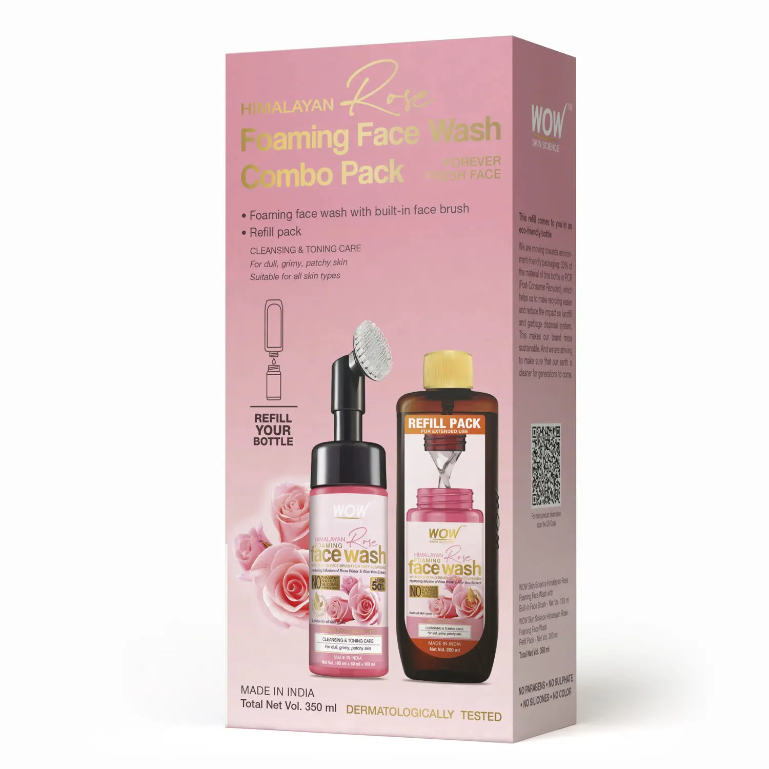 WOW Skin Science Himalayan Rose Foaming Face Wash Combo Pack - 350mL