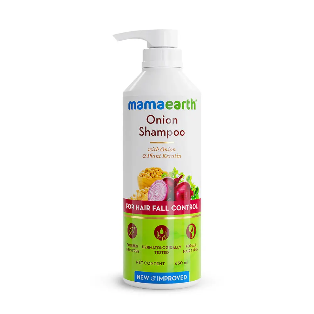 Mamaearth Onion Shampoo for Hair Fall Control & Hair Growth with Onion & Plant Keratin - 650 ml