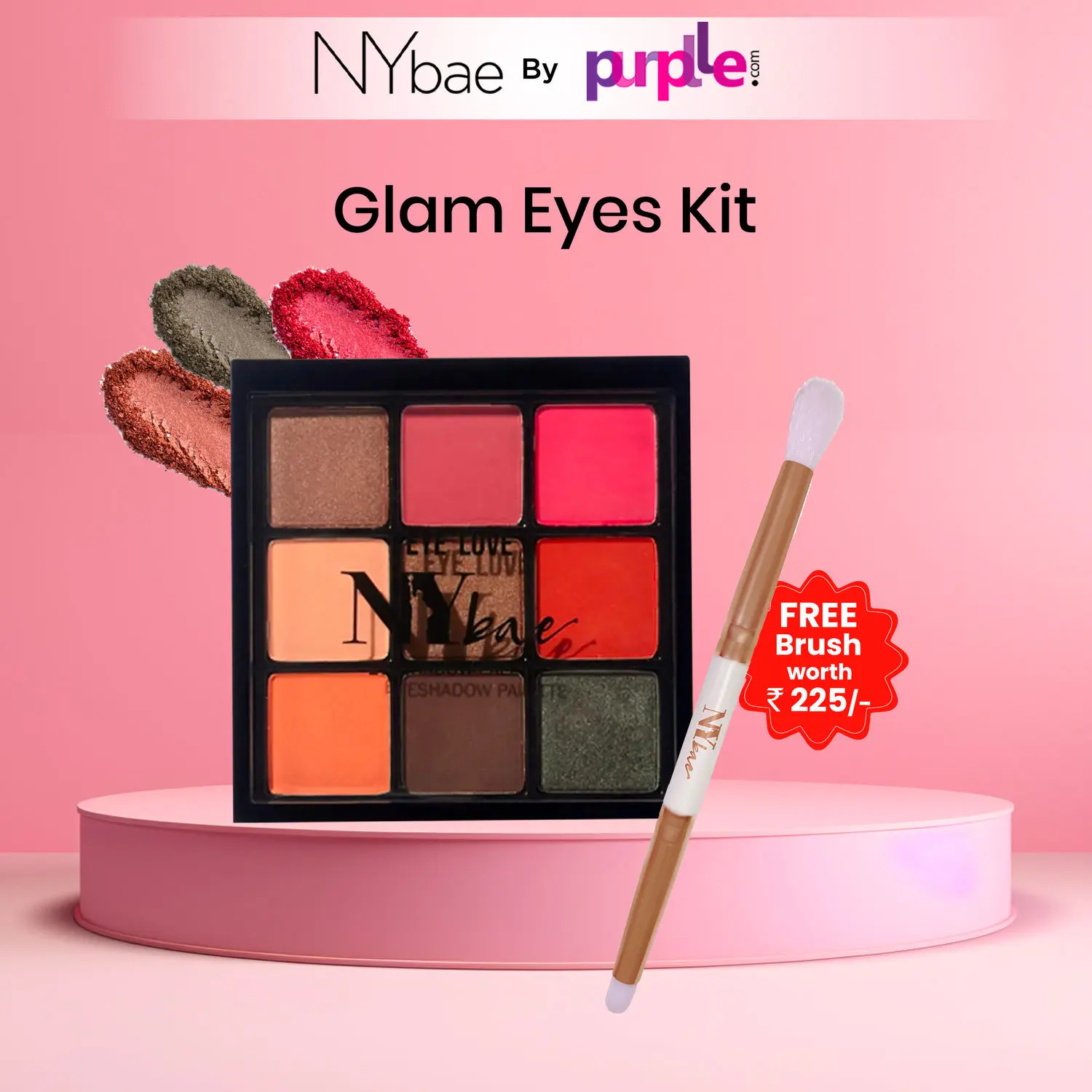 NY Bae Glam Eyes Kit| Free Brush | Combo Pack | Eyeshadow Pallete| Rich Colour | Easily Blendable (9 g)