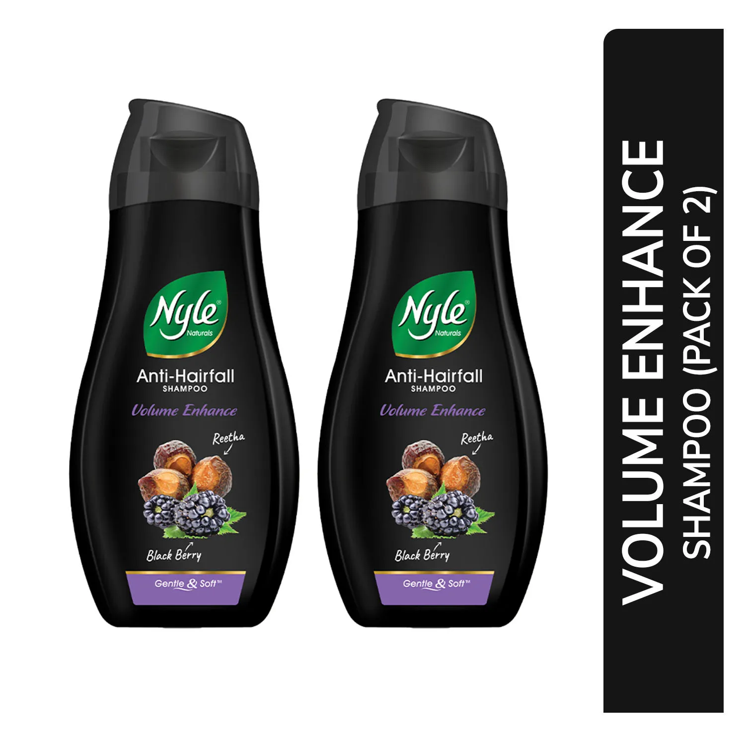 Nyle Naturals Volume Enhance Anti Hairfall Shampoo with Reetha & Blackberry - Pack of 2