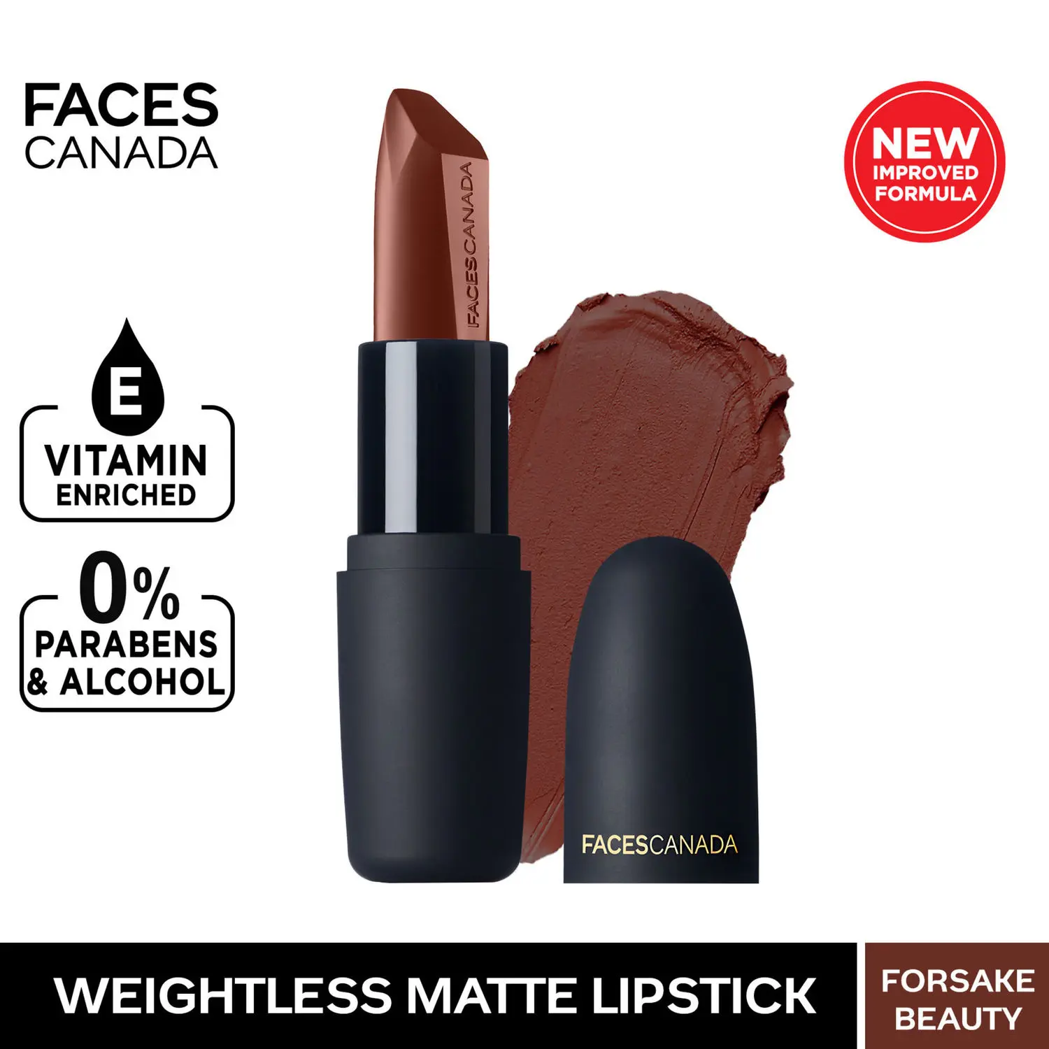 Faces Canada Weightless Matte Lipstick | Jojoba and Almond Oil enriched | Highly pigmented | Smooth One Stroke Weightless Color | Keeps Lips Moisturized | Shade - Forsake Beauty 4.5 g