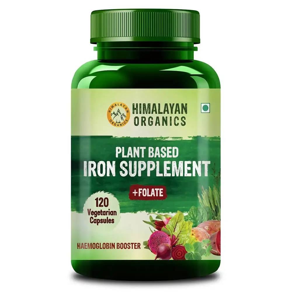 Himalayan Organics Plant Based Iron Supplement with Folate,  120 capsules