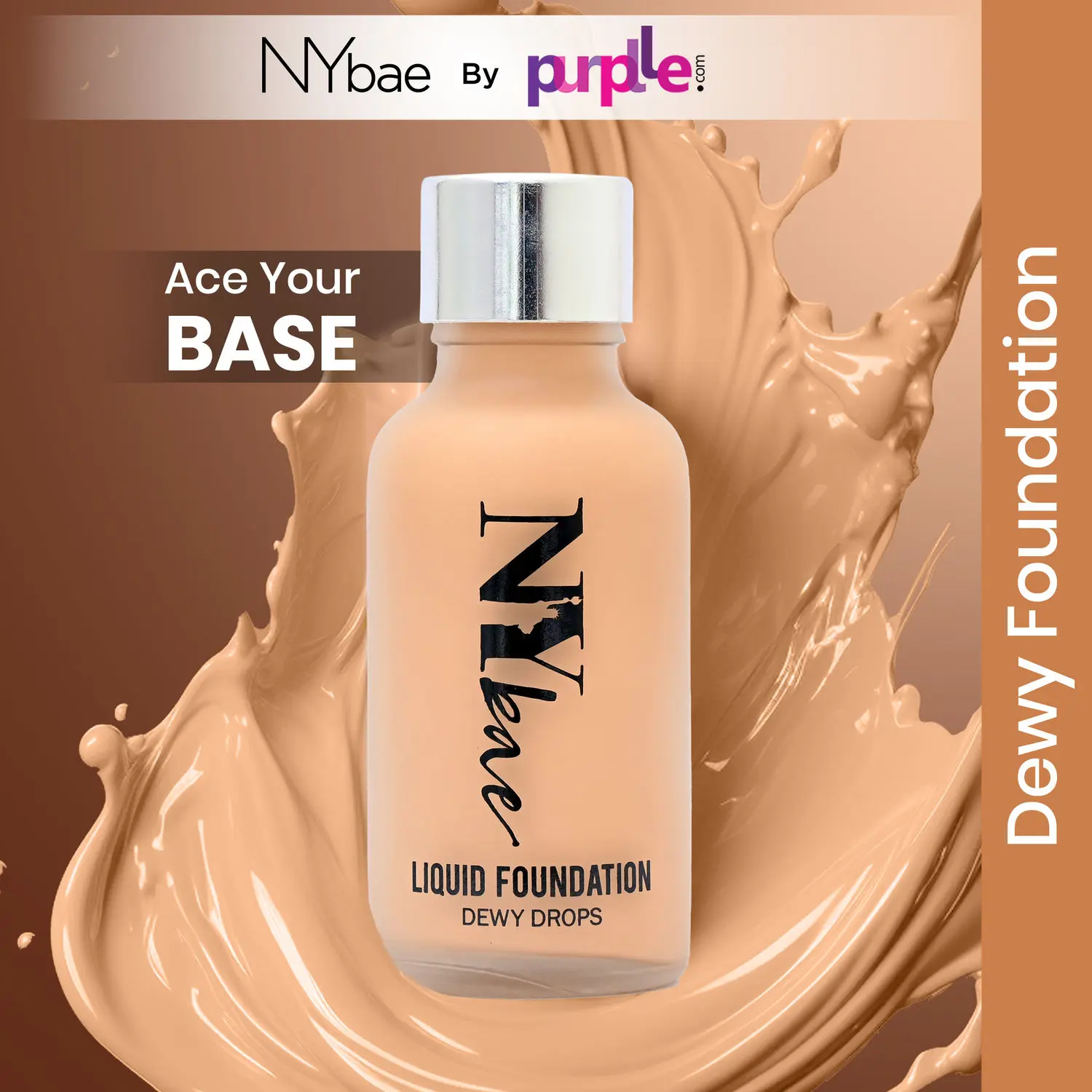 NY Bae Dewy Drops Foundation| Natural Finish | Everyday Glow |Lightweight Concealer | Moisturising - Flat White 01 (30 ml)