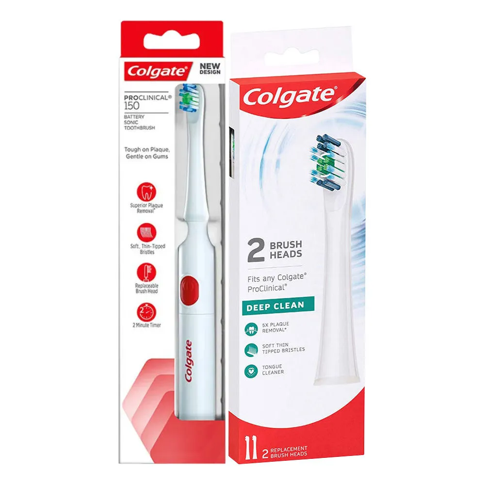 Colgate ProClinical 150 Battery Powered Toothbrush with Deep Clean Replacement Brush Head