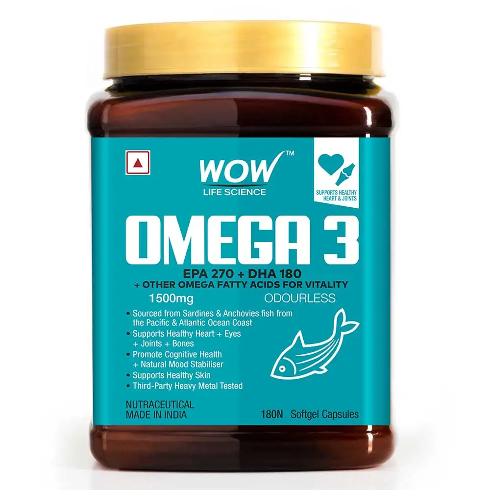 Wow Life Science Omega 3 1500mg,  180 softgels