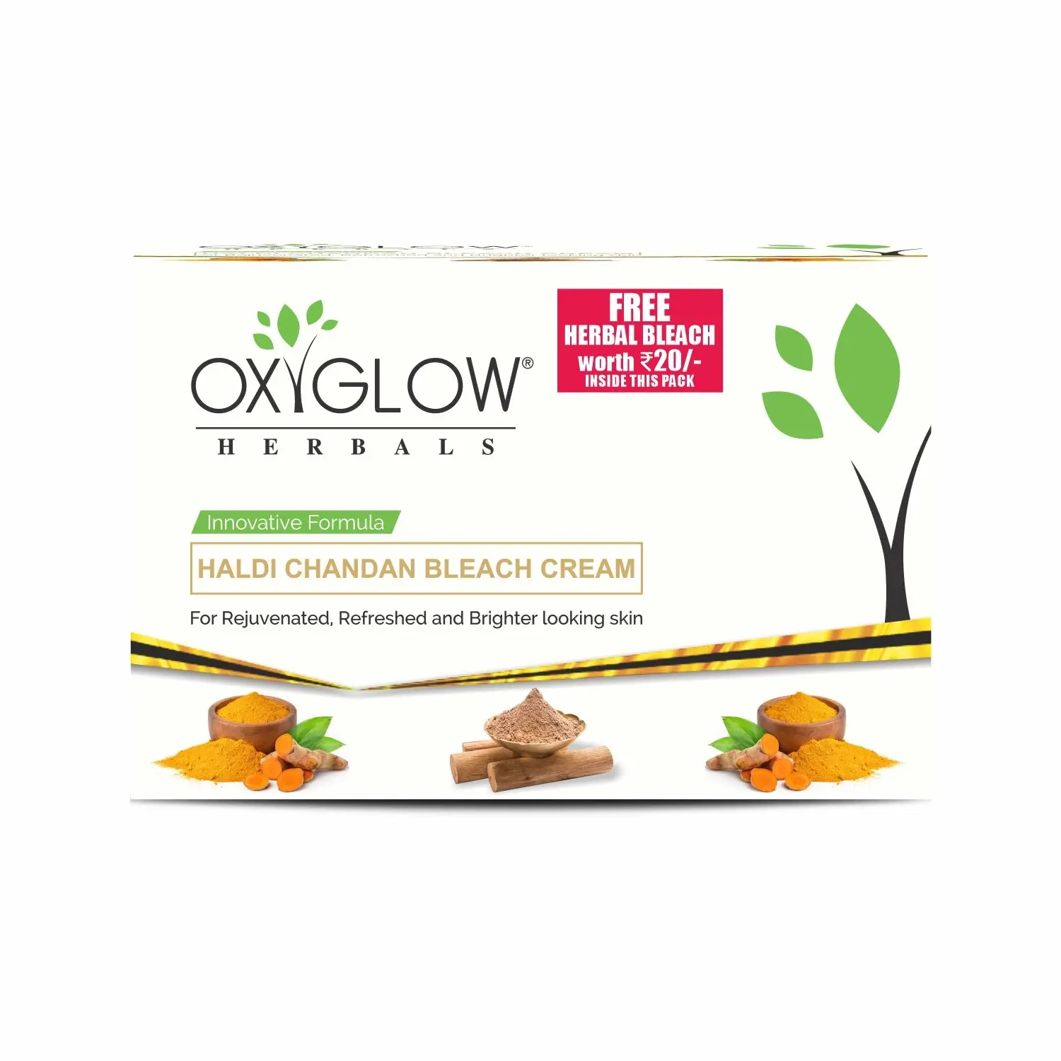 OxyGlow Herbals Haldi Chandan Bleach Cream enriched with Chandan|Brightens & Lightens the Skin