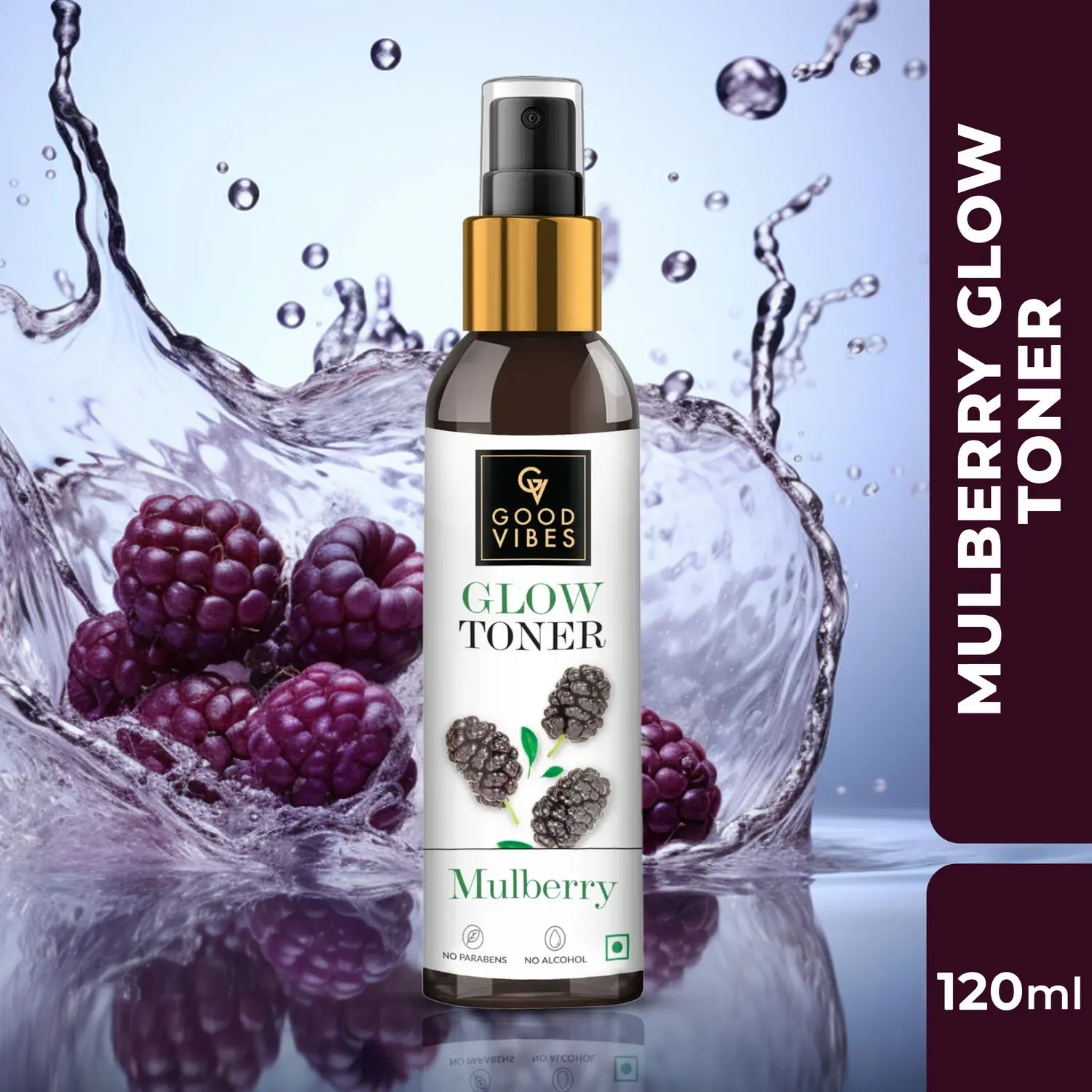 Good Vibes Mulberry Glow Toner | With Honey | Anti-Ageing, Shrinks Pores | No Parabens, No Alcohol, No Sulphates, No Mineral Oil (120 ml)