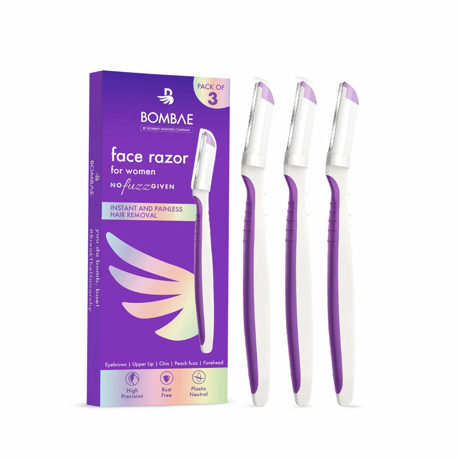 Bombae Face Razor Instant & Painless Hair Removal (Pack Of 3)