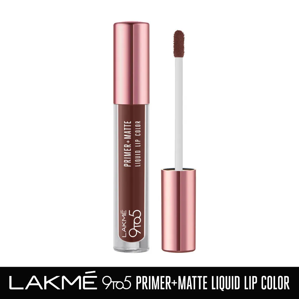 Lakme 9to5 Primer + Matte Liquid Lip Color - MB3 Strong Espresso