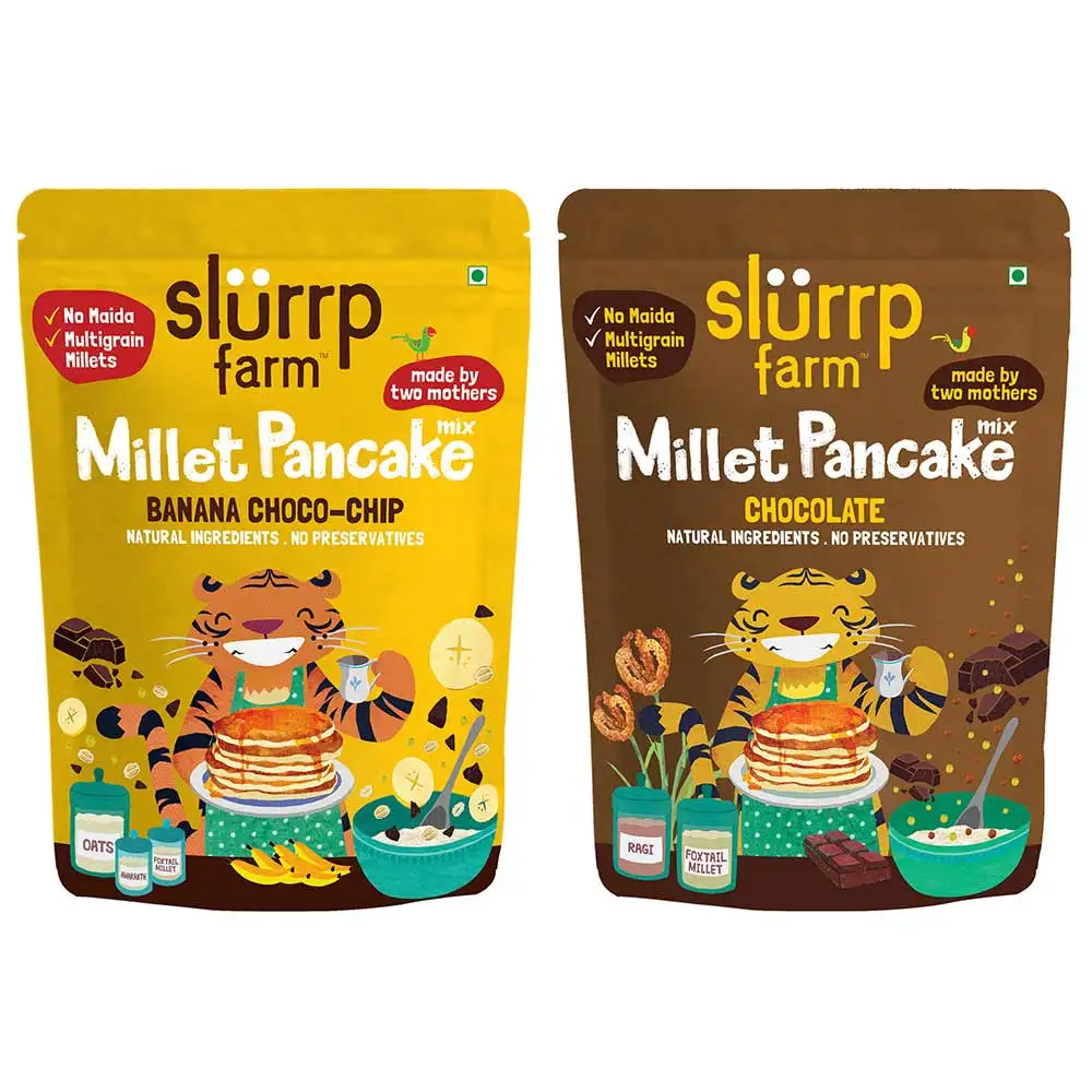 Slurrp Farm Millet Pancake Mix,  Banana Choco-Chip & Chocolate Combo  150 g