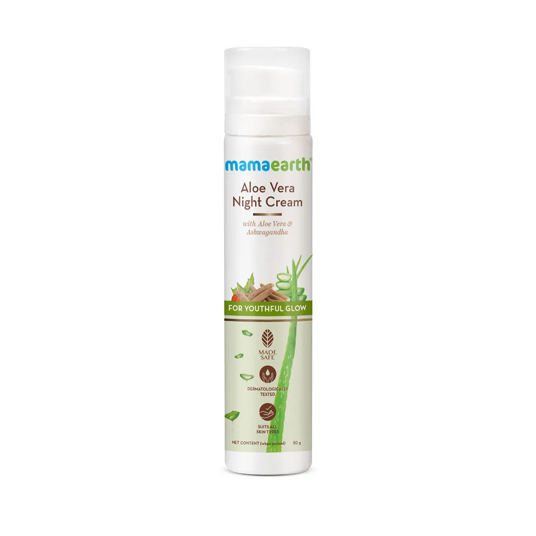 Mamaearth Aloe Vera Night Cream For Glowing Skin With Aloe Vera And Ashwagandha For A Youthful Glow