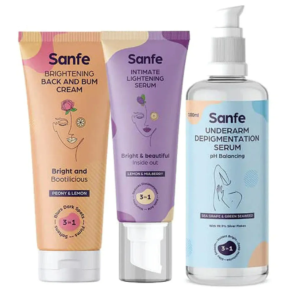 Sanfe Light & Glo Kit For Dark, Pigmented & Dry Underarms, Inner Thighs and Sensitive Areas