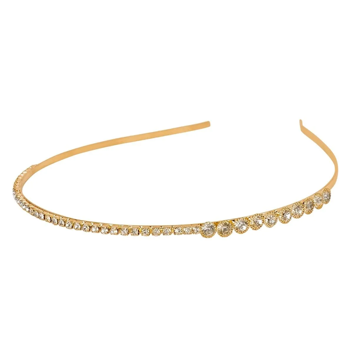 AccessHer Collection, Rhinestone Studded Golden Metal Hair Band/Hair Accessory (HB0920GC111GW)