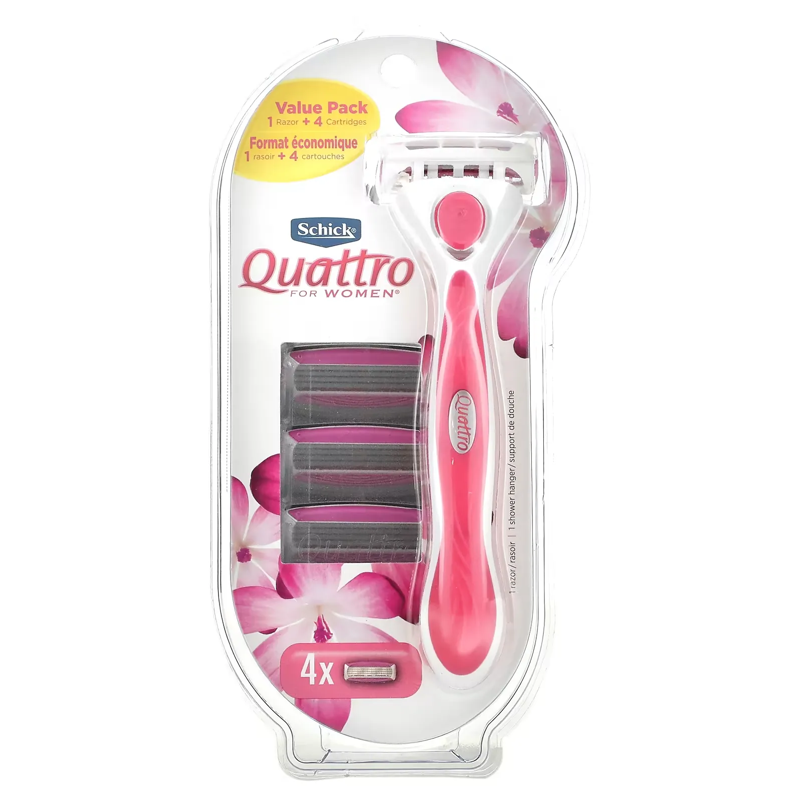 Quattro For Women, 1 Razor + 4 Cartridges