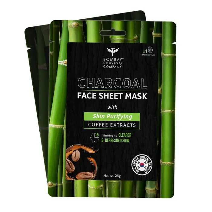 Bombay Shaving Company Charcoal Face Sheet Mask (Pack of 2) | For Easy At-Home Skin Restoration