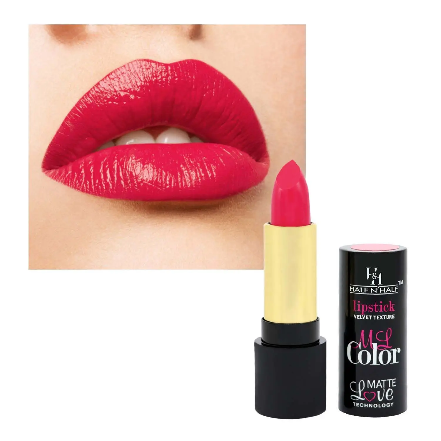 Half N Half Velvet Matte Texture Lipstick My Colour, Neon-Pink (3.8gm)