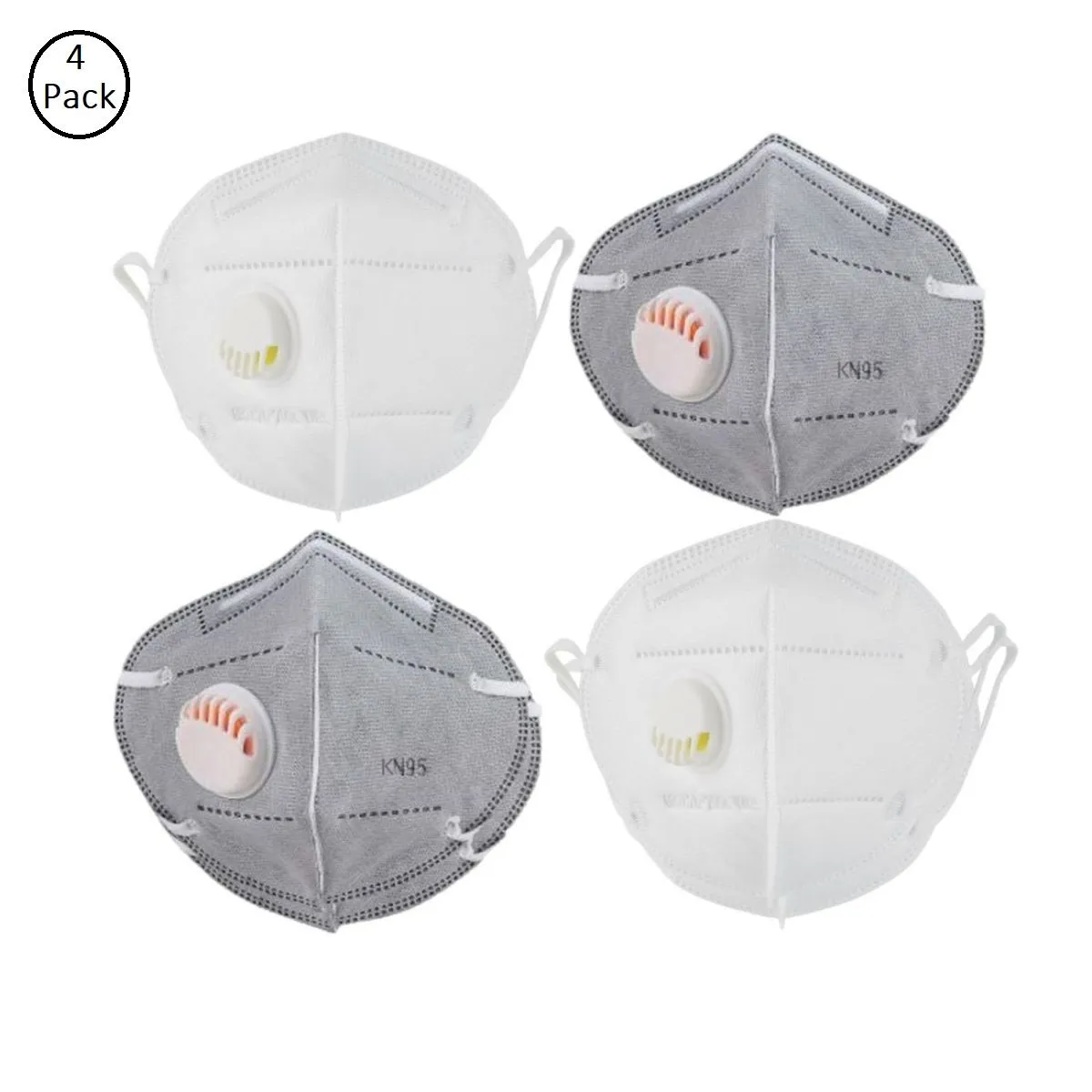 Fabula Pack Of 4 Anti-Pollution Reusable 5 Layer Mask - White Grey