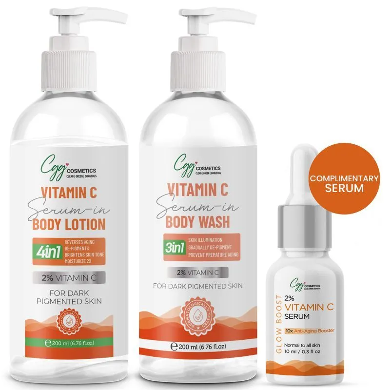 CGG Cosmetics Vitamin C Serum In Body Lotion - Body Wash With Free Vitamin C Serum Combo