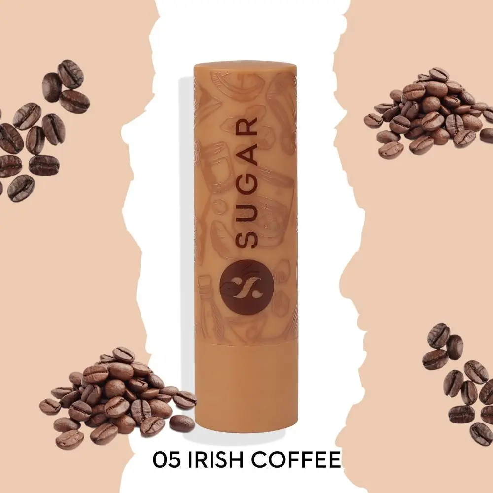 SUGAR Cosmetics - Tipsy Lips - Moisturizing Balm - 05 Irish Coffee - 4.5 gms - Lip Moisturizer for Dry and Chapped Lips, Enriched with Shea Butter and Jojoba Oil