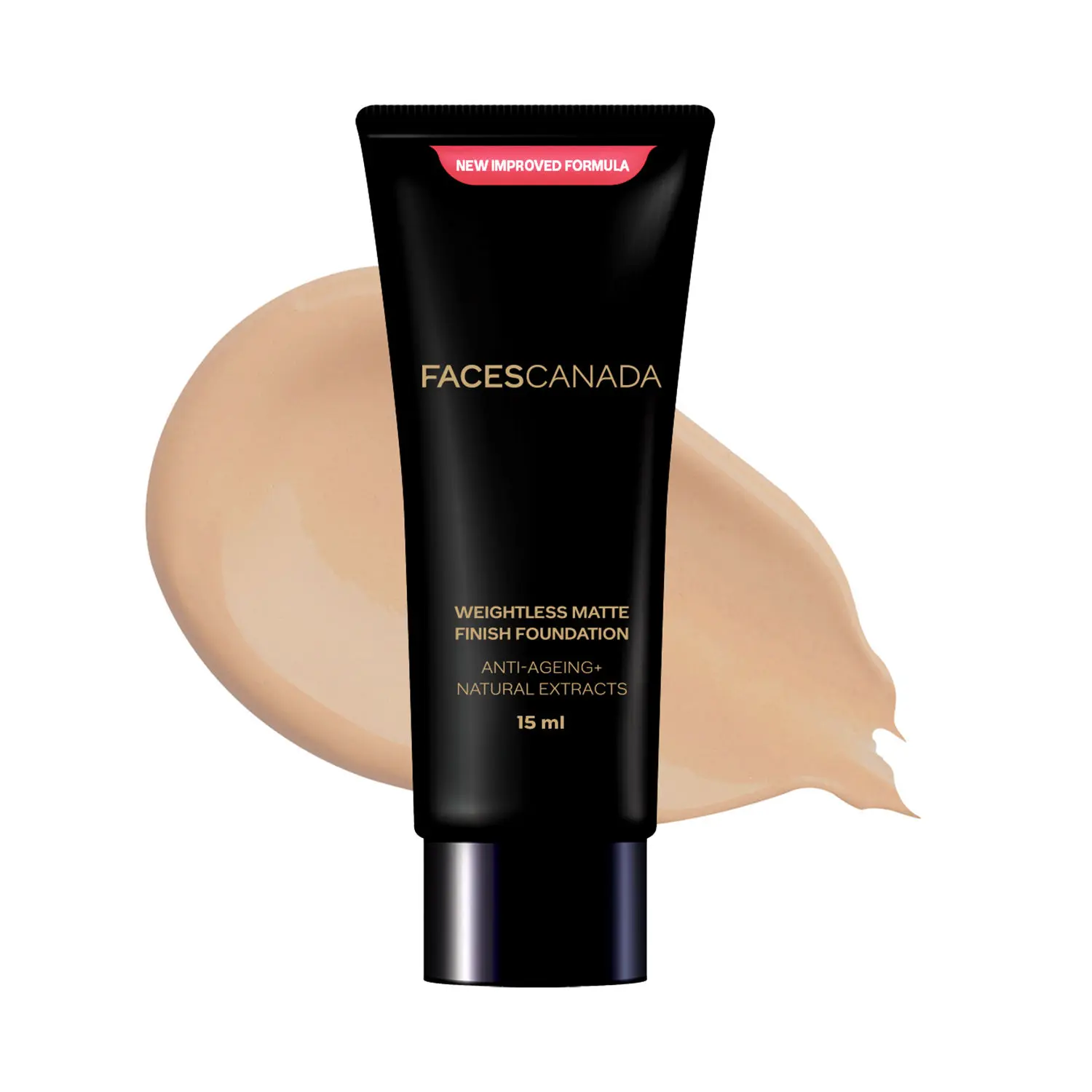 FACES CANADA Weightless Matte Finish Foundation Sand 06 15ml I Anti-ageing I Non-clog Pores I Lightweight I Olive Seed Oil I Grape Extract I Shea Butter I Cruelty-free I Paraben-free