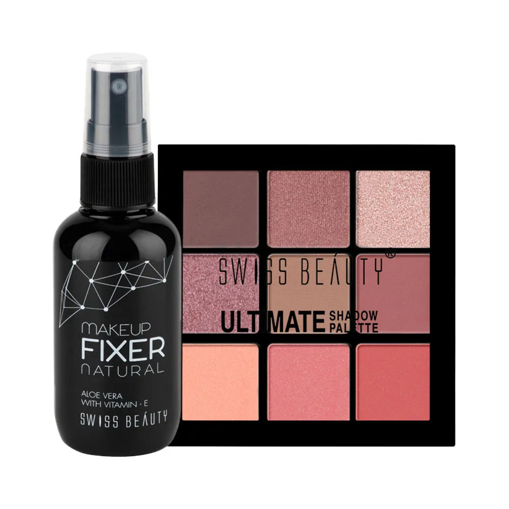 Swiss Beauty Long Lasting Makeup Fixer And Ultimate Eyeshadow 02 Combo