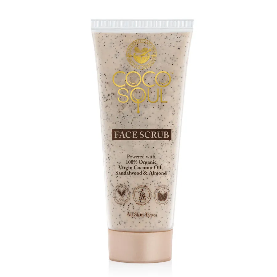 Coco Soul Face Scrub with Coconut Sandalwood & Ayurveda for Gentle Exfoliation, Pore Cleansing