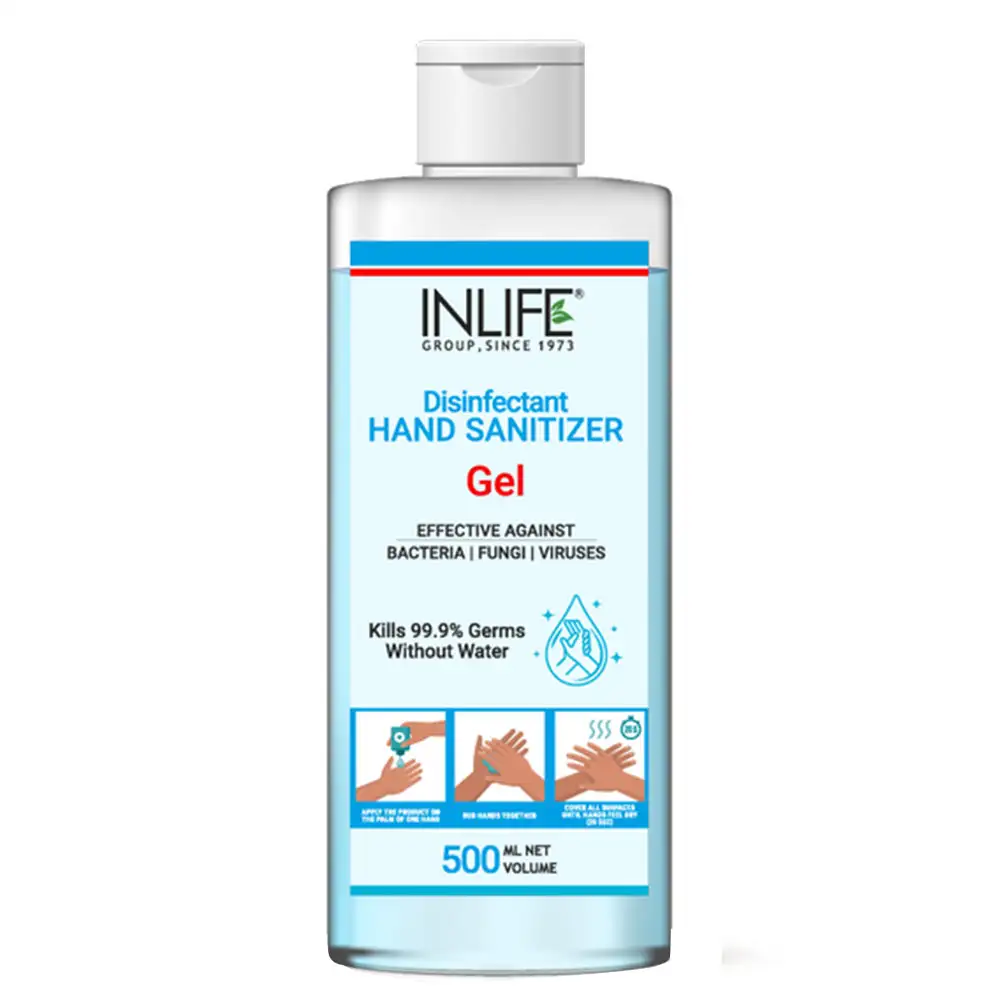 INLIFE Disinfectant Hand Sanitizer Gel with 70% Isopropyl Alcohol Based,  Fragrance Free  500 ml  Germ Protection, Anti-Bacterial without Pump