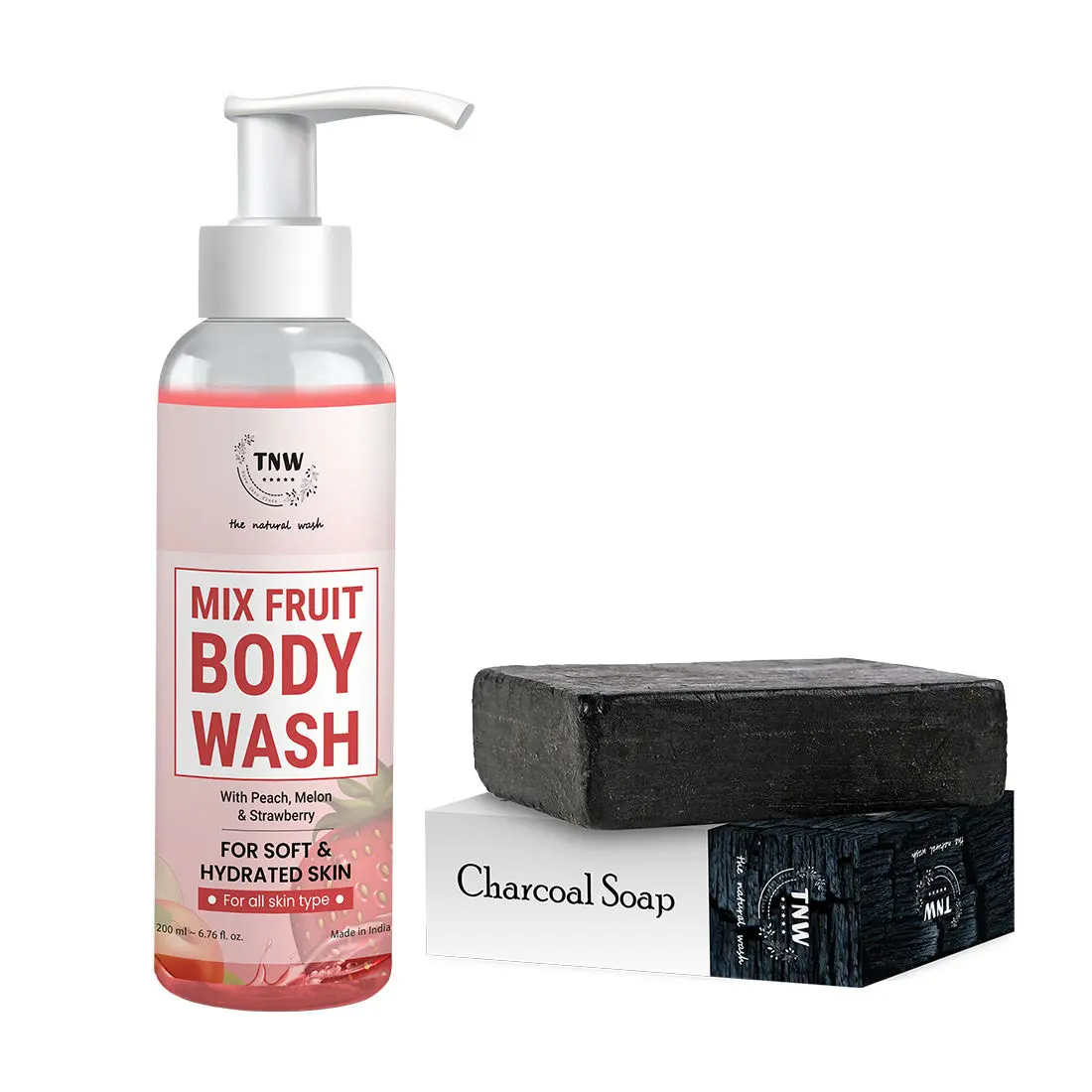 Combo of 2- Mix Fruit Body Wash 200ml + Charcoal Soap 100gm