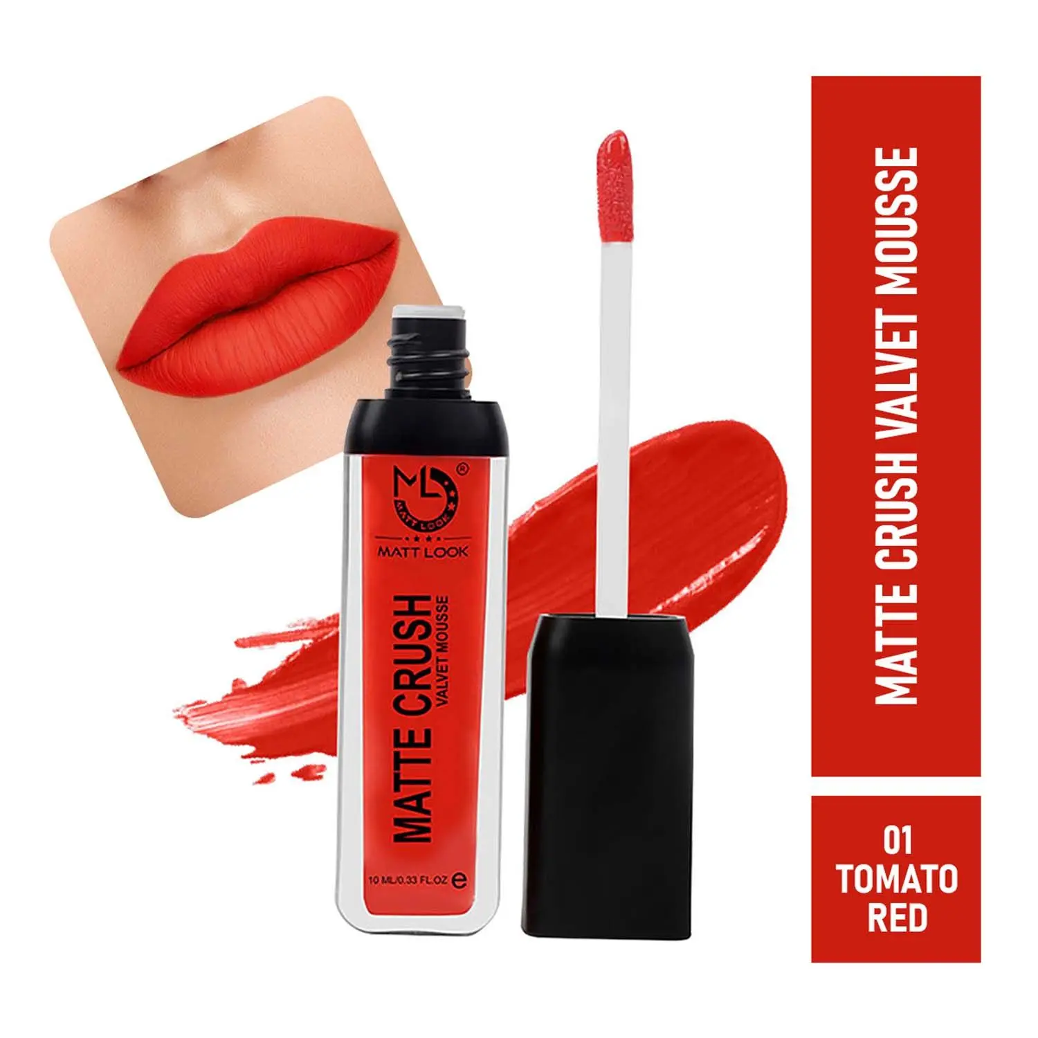 Matt look Matte Crush Velvet Mousse Lipstick, Tomato Red (10ml)