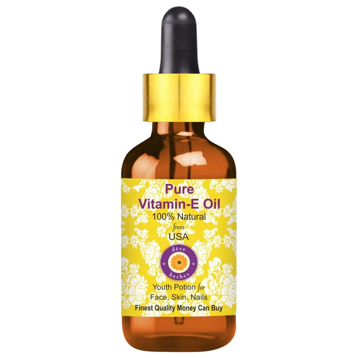 Deve Herbes Pure Vitamin E Oil with Glass Dropper Natural Therapeutic Grade 50ml