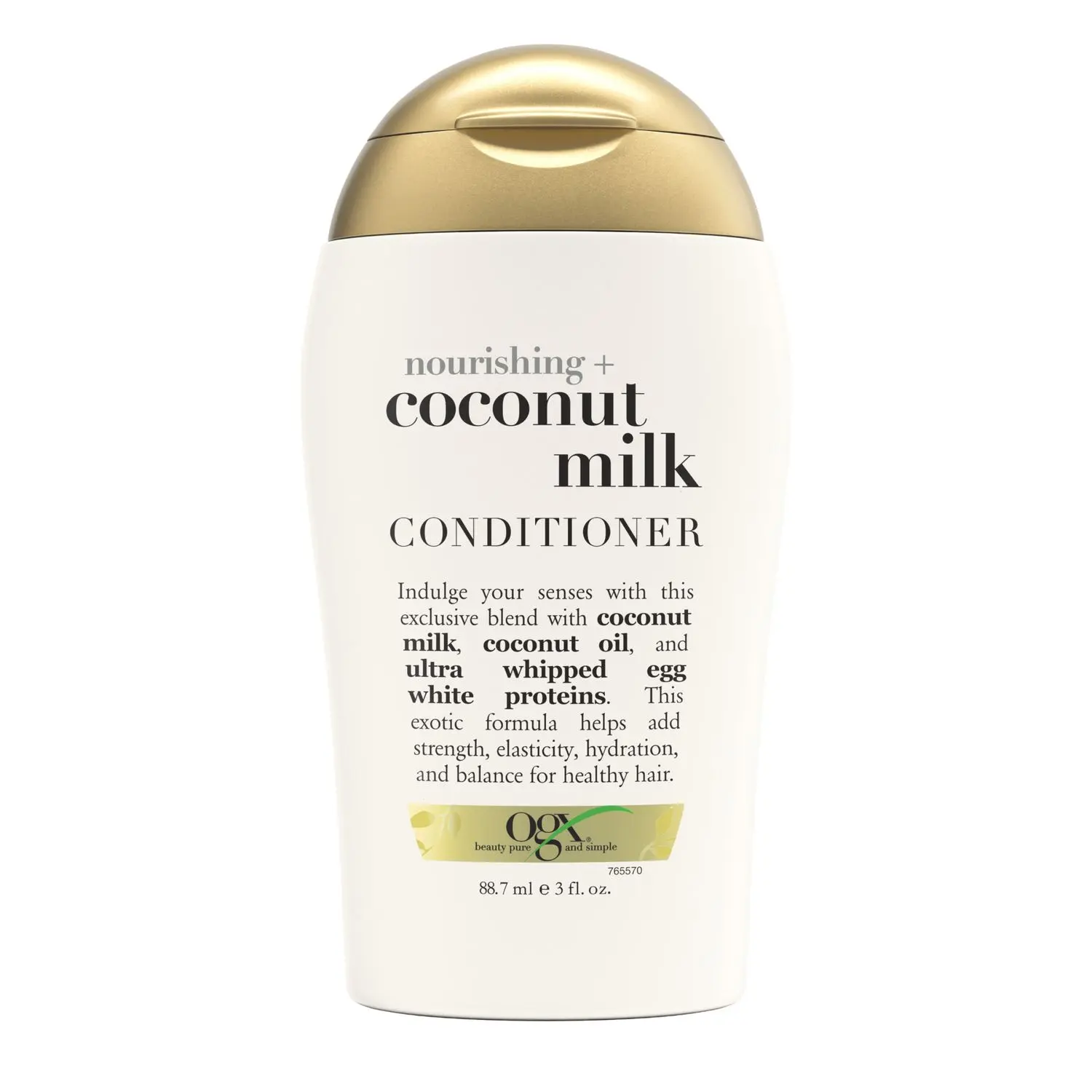 OGX Nourishing + Coconut Milk Moisturizing Conditioner for Strong & Healthy Hair, with Coconut Milk, Coconut Oil & Egg White Protein, Paraben-Free, Sulfate-Free Surfactants, 88.7ml