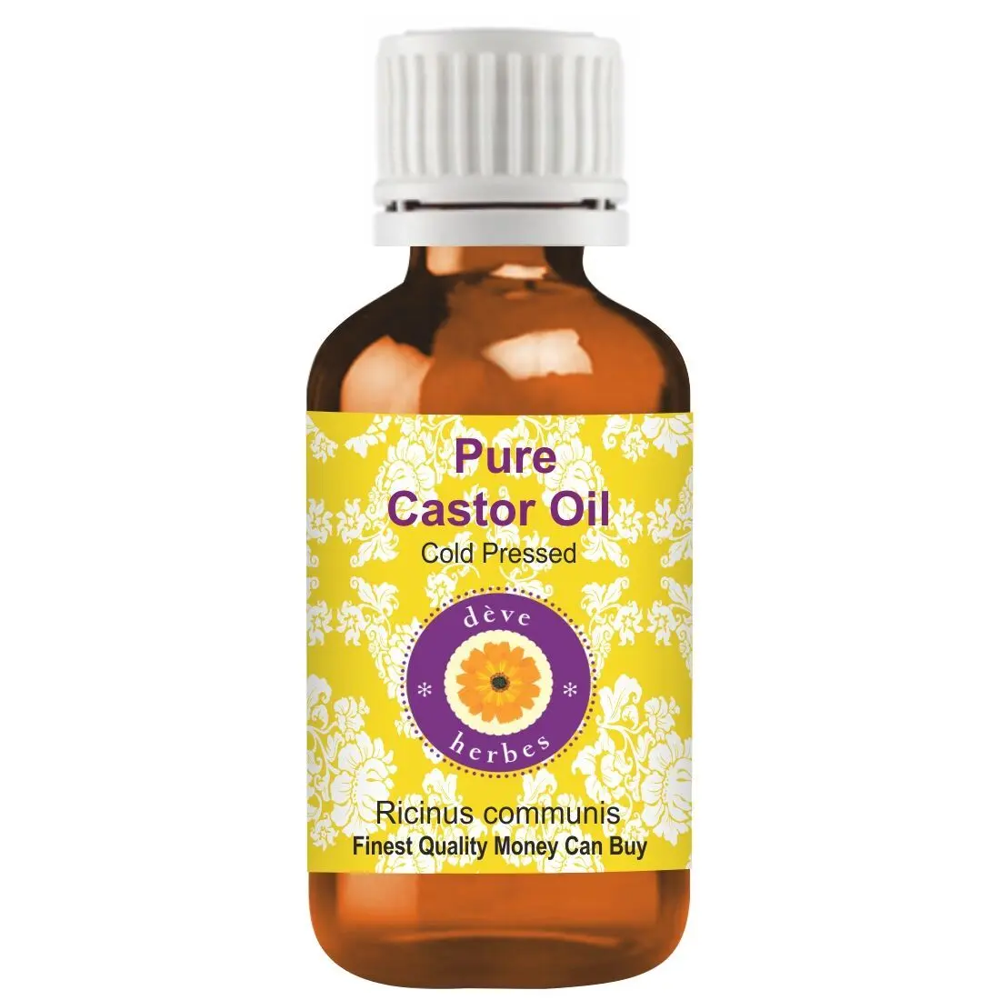 Deve Herbes Pure Castor Oil (Ricinus communis) 100% Natural Therapeutic Grade Cold Pressed (50 ml)