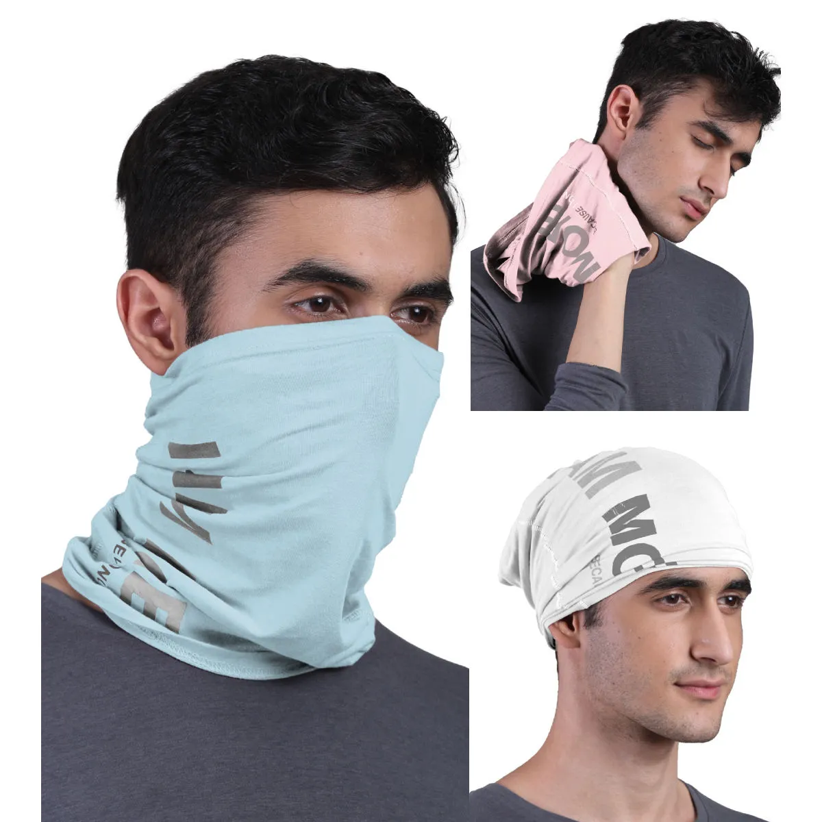 FREECULTR Unisex Printed Bamboo Bandana Anti Microbial Multipurpose Cloth Face Mask (pack Of 3)