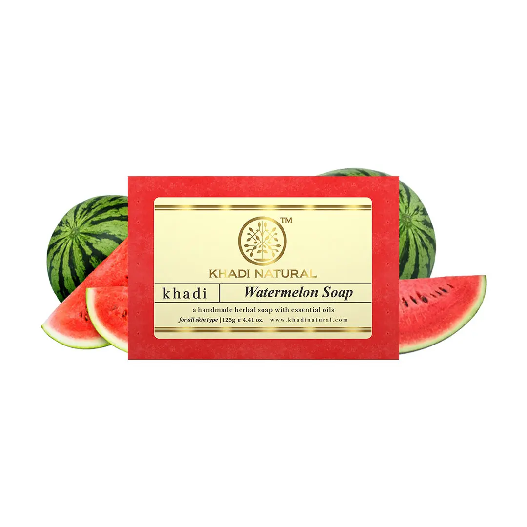 Khadi Natural Watermelon Handmade Soap| Reduce tan & Dead Cells - (125gm)