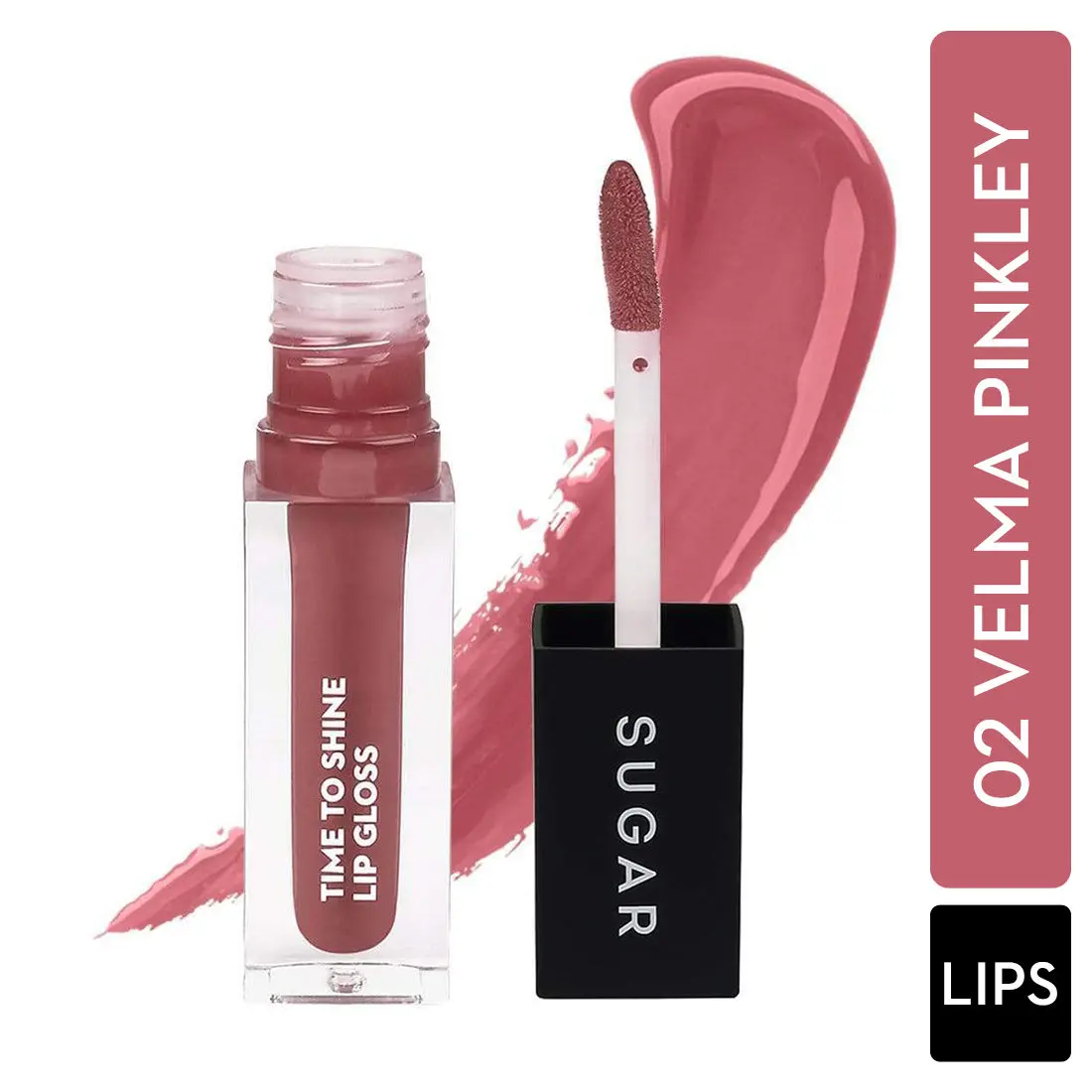 SUGAR Cosmetics - Time To Shine - Lip Gloss - 02 Velma Pinkley (Pink Nude) - 4.5 gms - High Shine Lip Gloss with Jojoba Oil