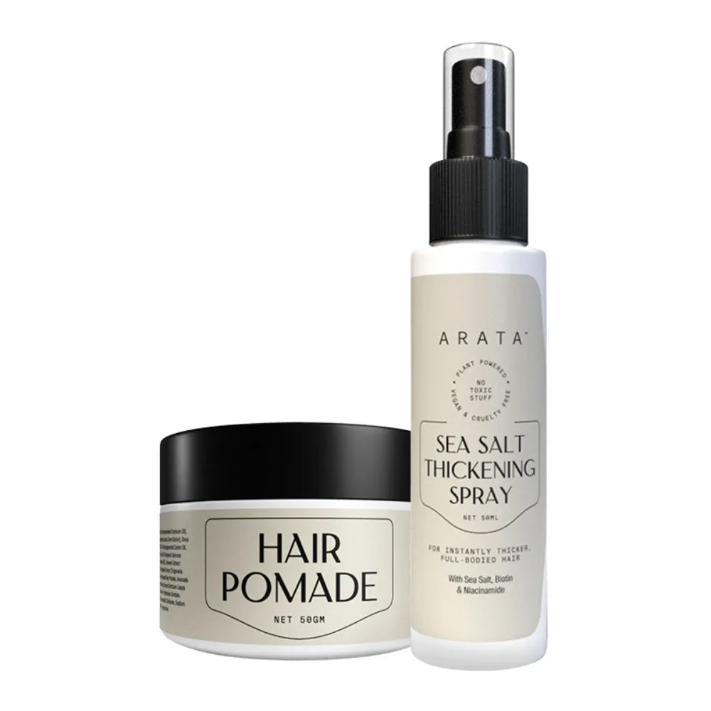 Arata Pro Grooming Set with Sea Salt Thickening Spray & Hair Pomade